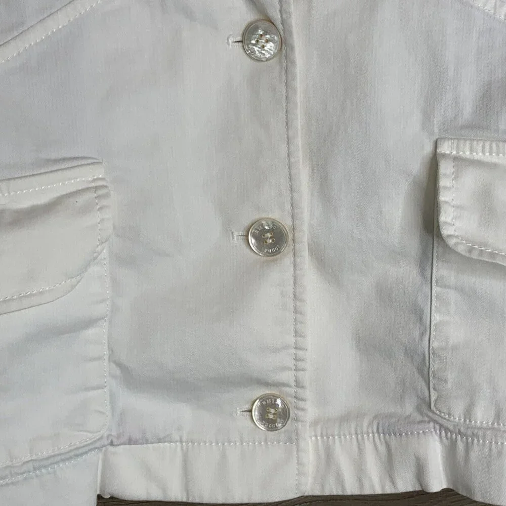 Emilio Pucci Firenze Jacket Womans Size 10 White Denim Stretch Made in Italy - Picture 5 of 15
